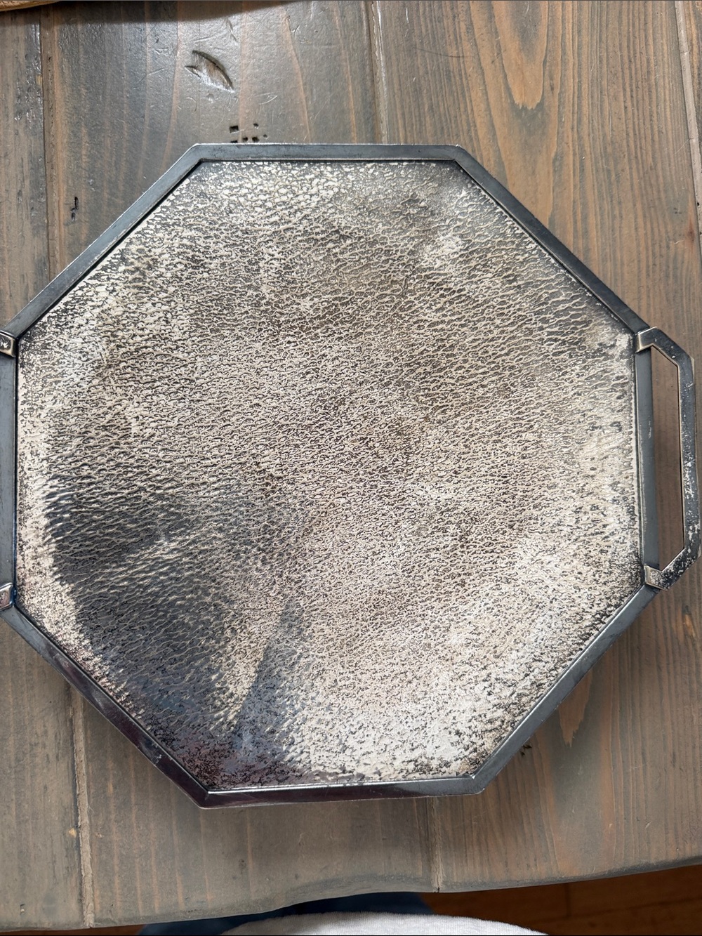 Antique Homan mfg co. Octagonal Textured Silverplate Art deco Tray -